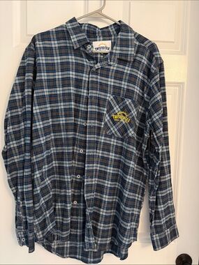 Twisted Plaid Button-Down Shirt in Blue and Gray